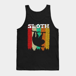 Sloth - Retro Style Sloths Vintage Silhouette Tank Top